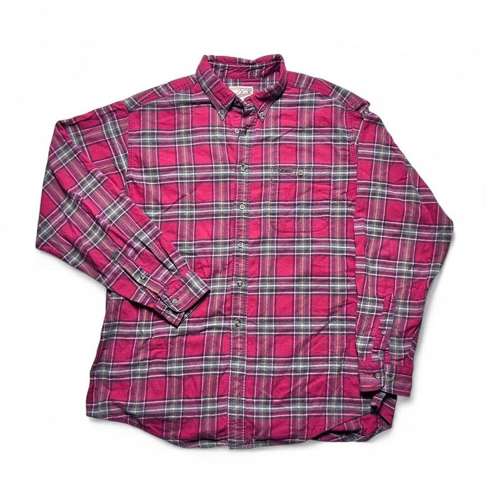 Woolrich Vintage 90s Red Cotton Plaid Flannel Lumberjack Button Outdoor Shirt XL